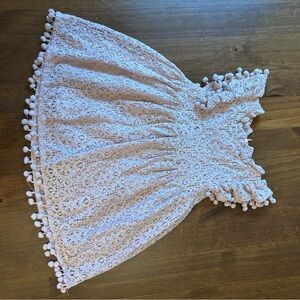 2Bunnies Dusty Mauve Lace Toddler Dress w/ Pom Trim | Size 100 (3T)